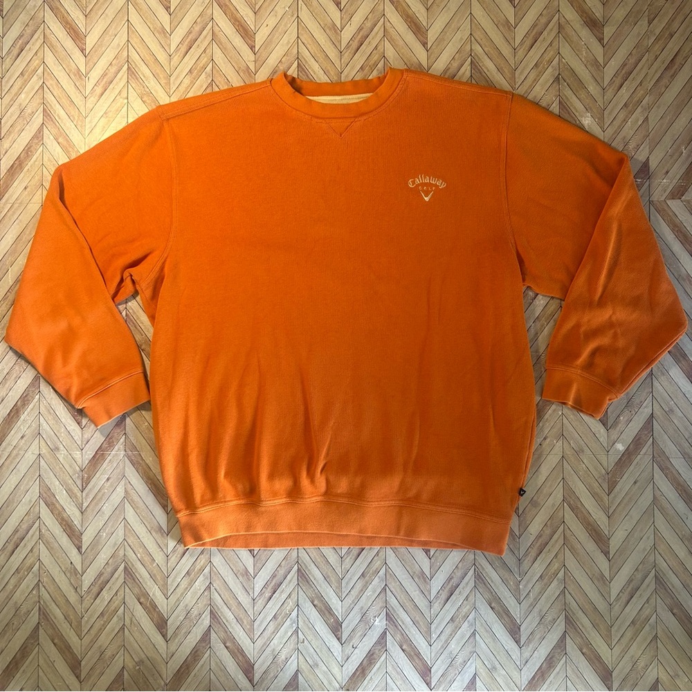 Callaway Golf Sport Men’s Orange V Neck Cotton Blend Pullover Sweater Size XXL